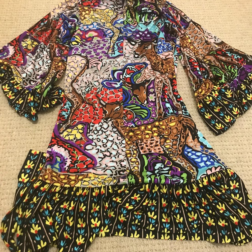 Vintage Betsey Johnson Colorful Bambi Mini icon Runway Dress Size 2 small - Picture 7 of 13